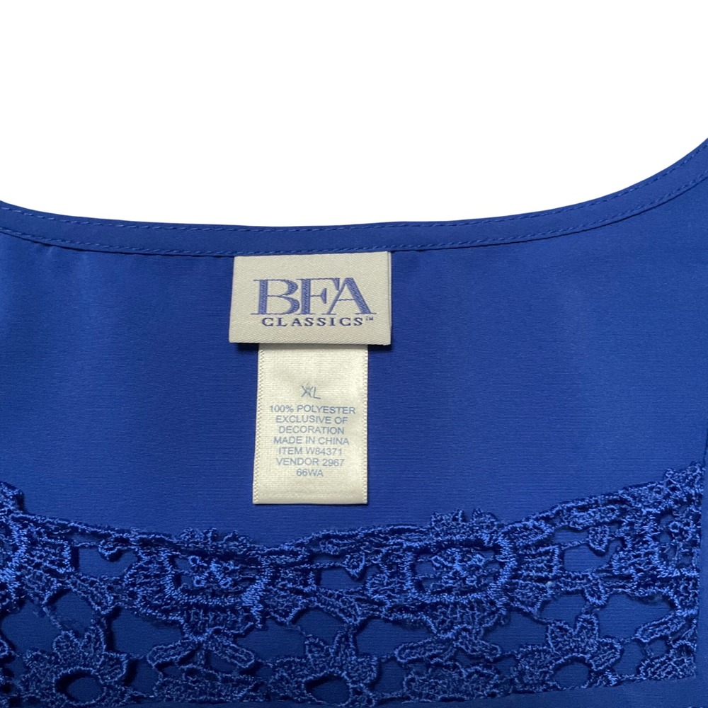 Vintage Tank Top Women XL Red Blue Lace Trim Shell Lot 2 Classic Office - Picture 4 of 13